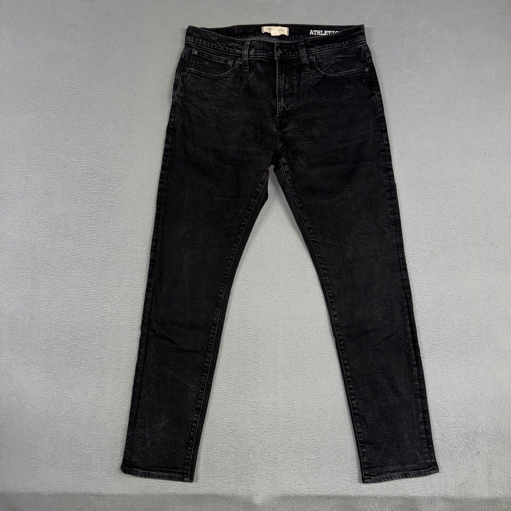 Madewell Jeans Mens 34x32 Black Athletic Slim Stretch Distressed Denim Preppy
